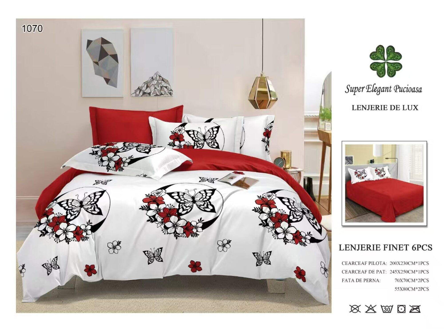 Lenjerie de Pat Bumbac Finet 6 Piese