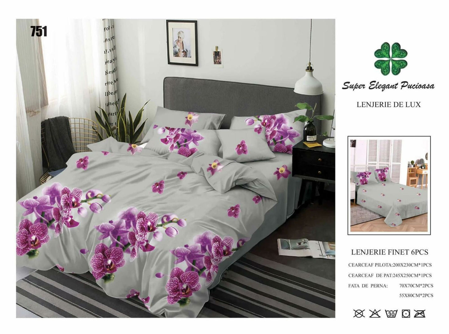 Lenjerie de Pat Bumbac Finet 6 Piese