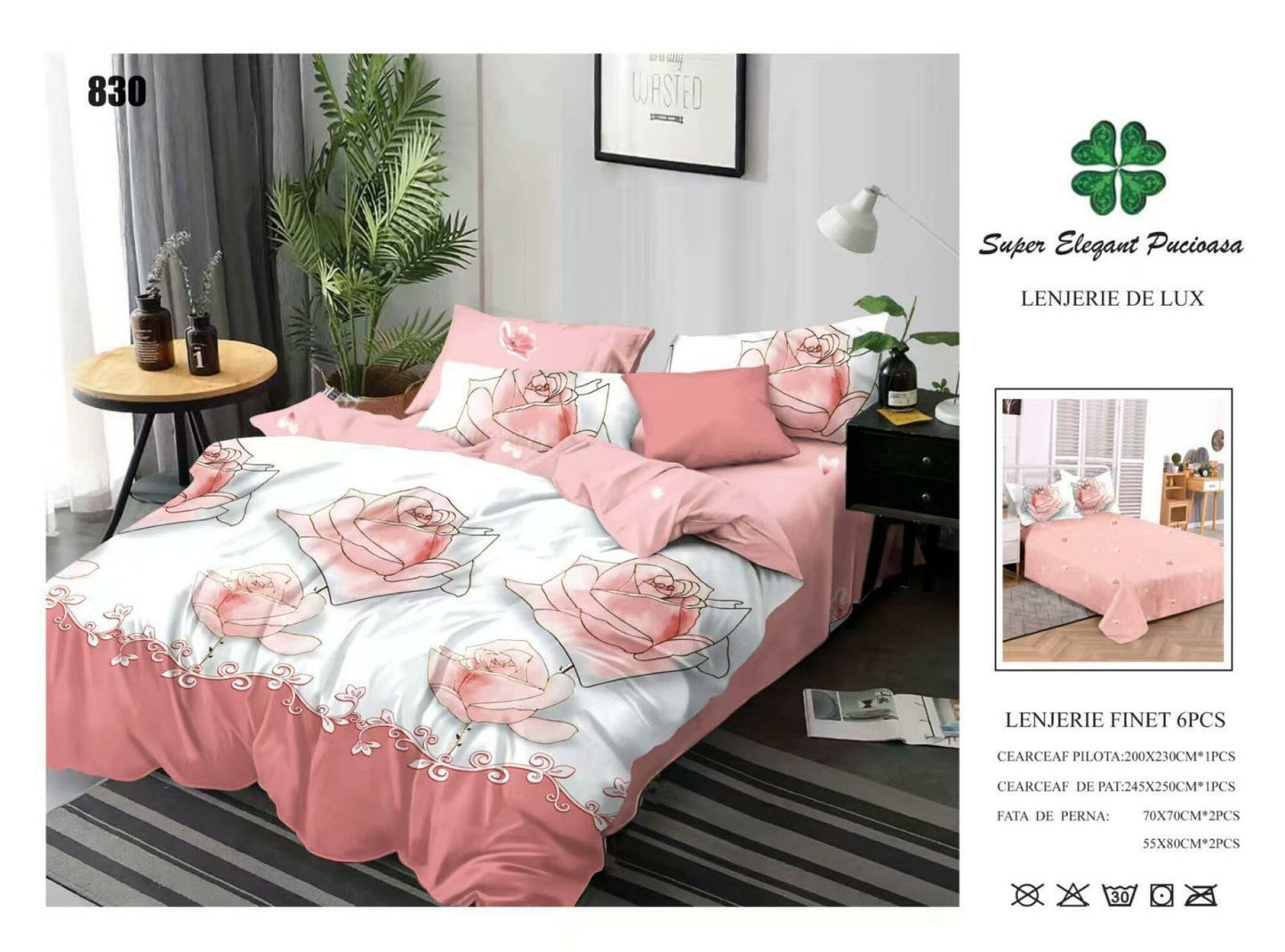 Lenjerie de Pat Bumbac Finet 6 Piese