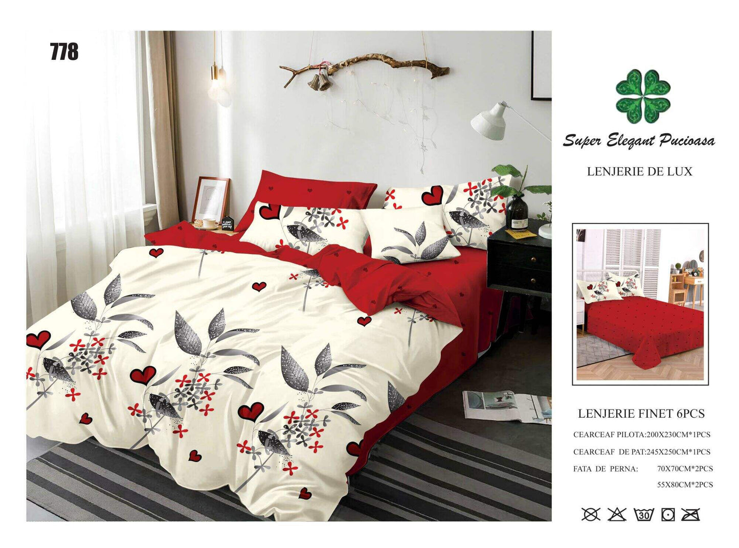 Lenjerie de Pat Bumbac Finet 6 Piese