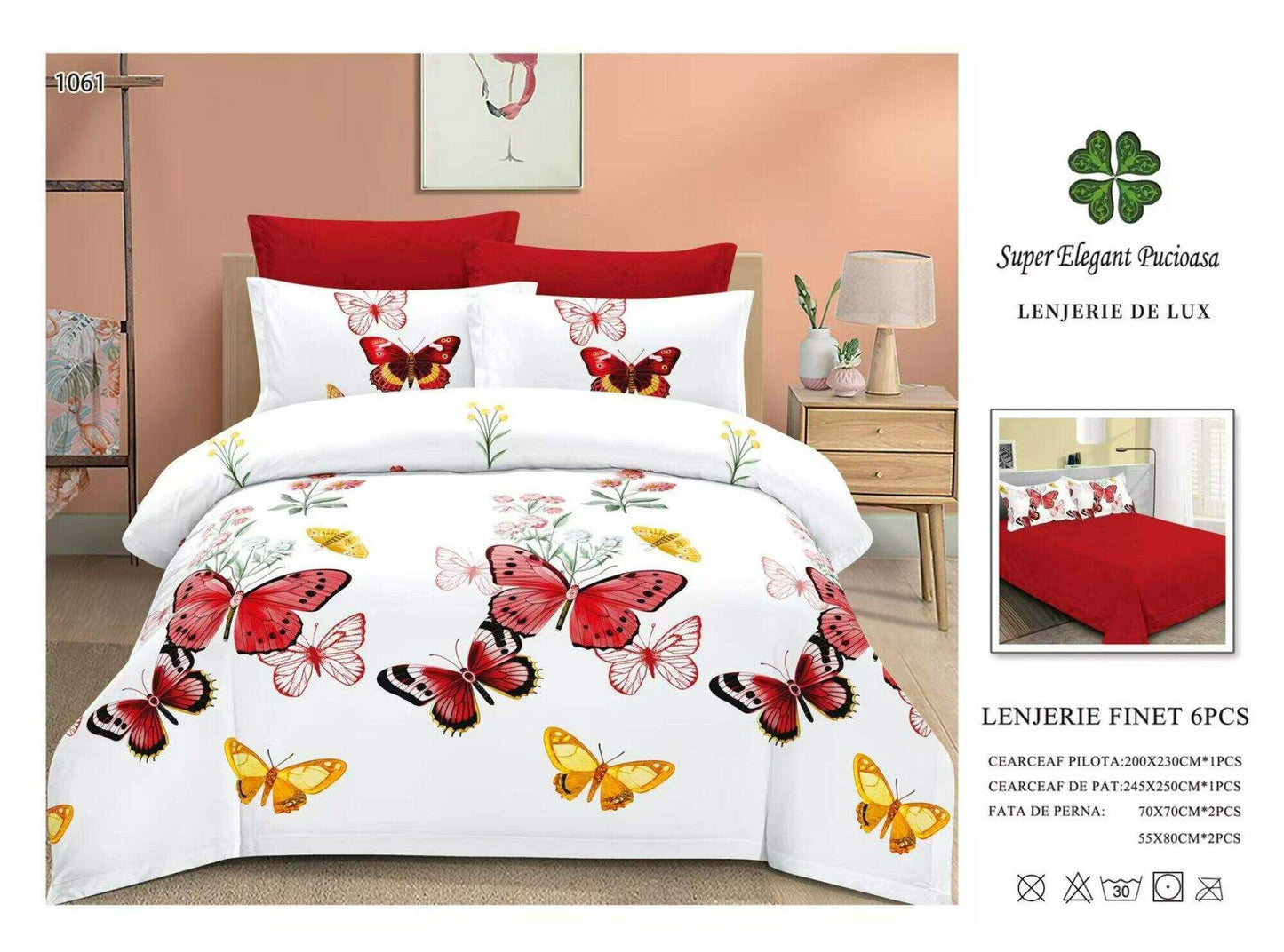 Lenjerie de Pat Bumbac Finet 6 Piese