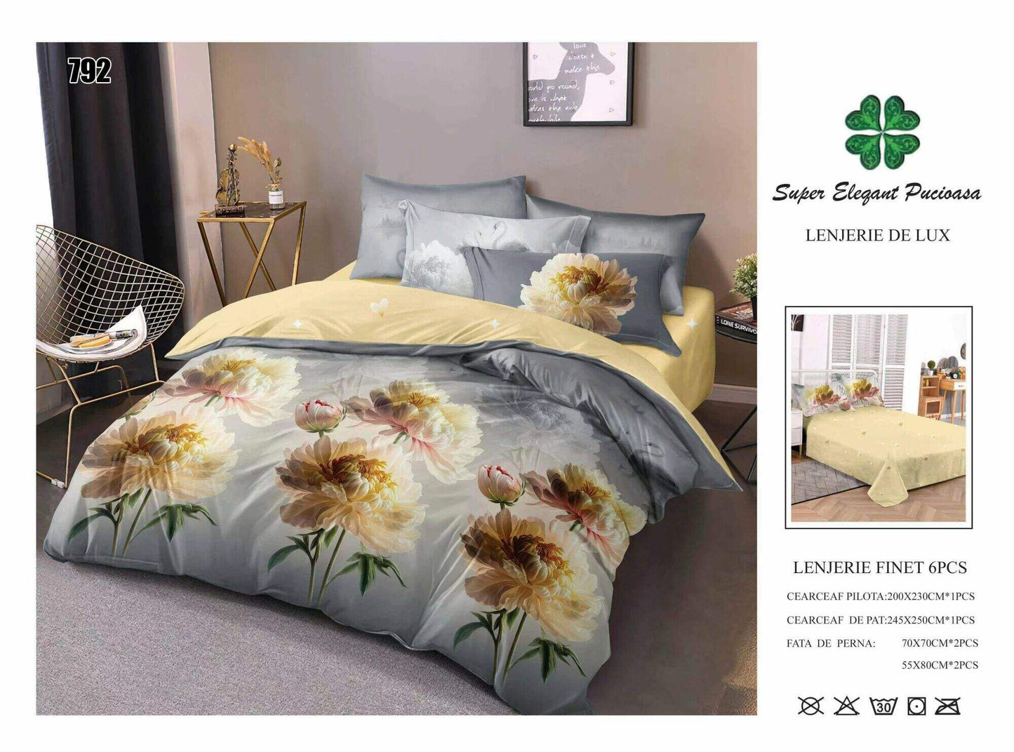 Lenjerie de Pat Bumbac Finet 6 Piese