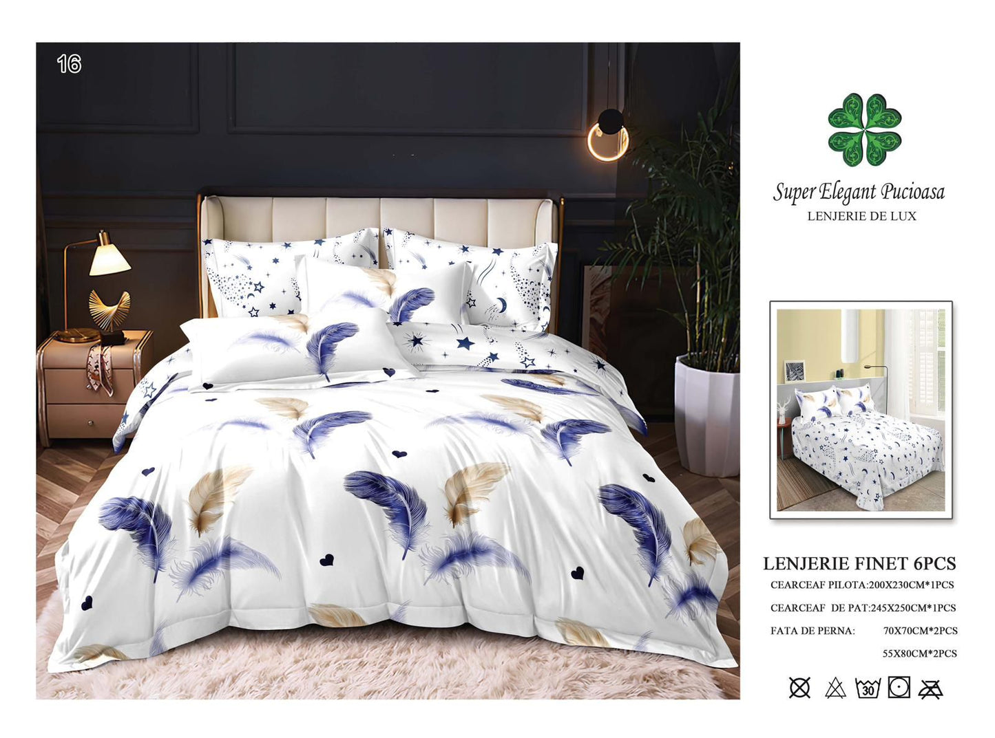 Lenjerie de Pat Bumbac Finet 6 Piese