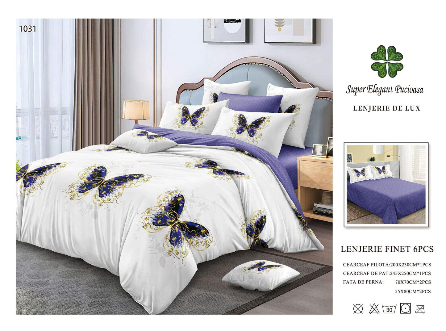 Lenjerie de Pat Bumbac Finet 6 Piese