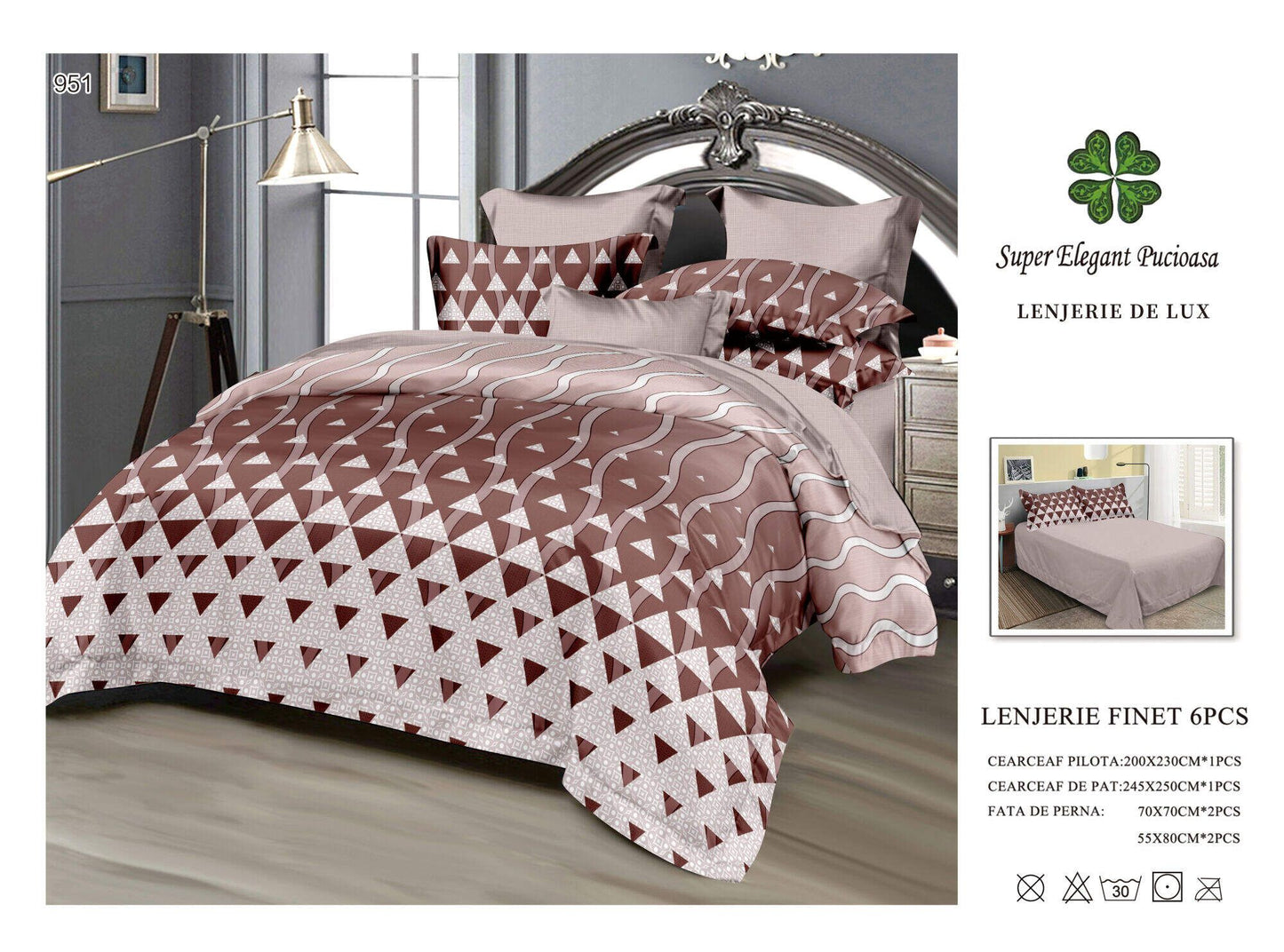 Lenjerie de Pat Bumbac Finet 6 Piese