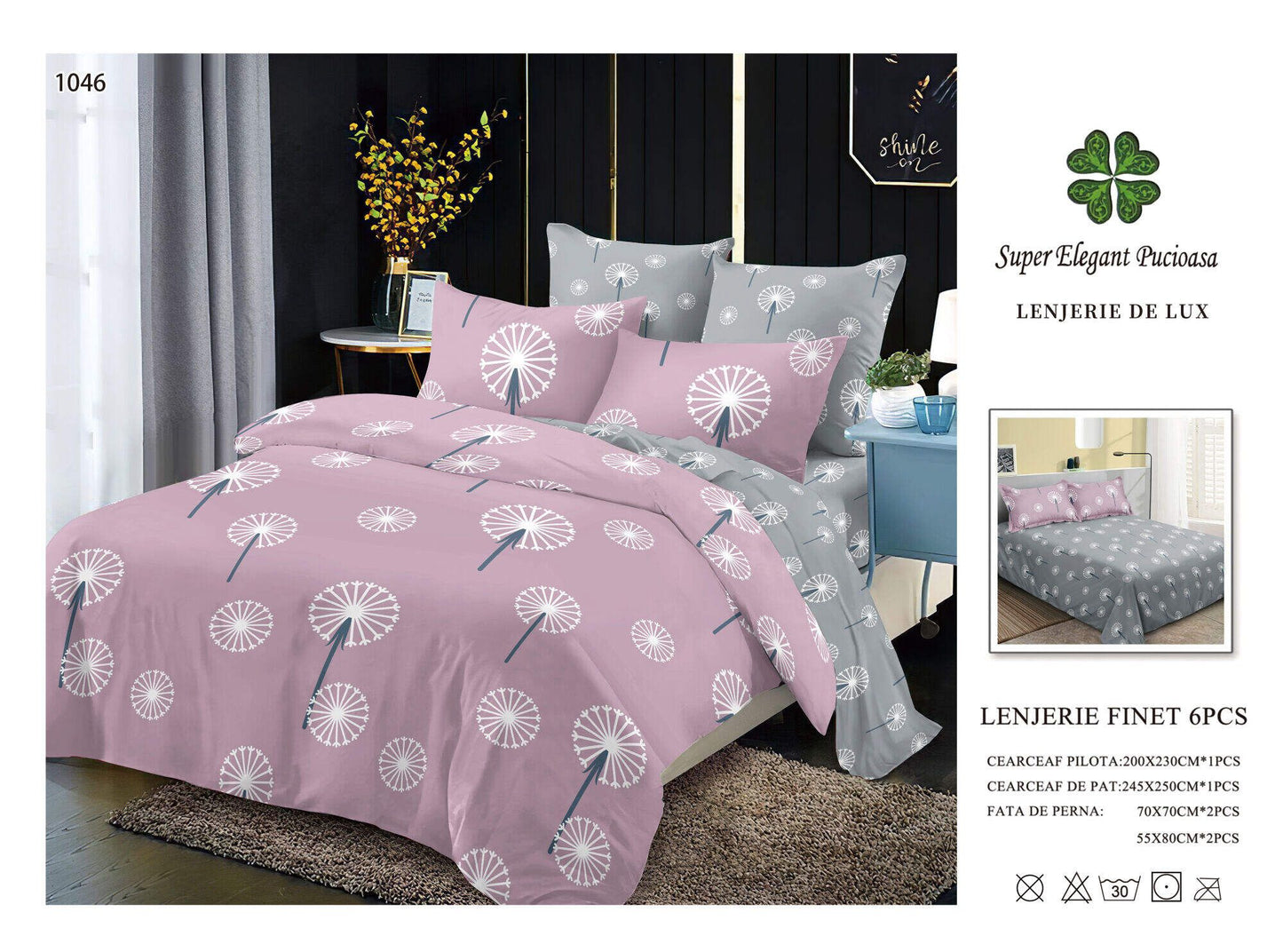 Lenjerie de Pat Bumbac Finet 6 Piese