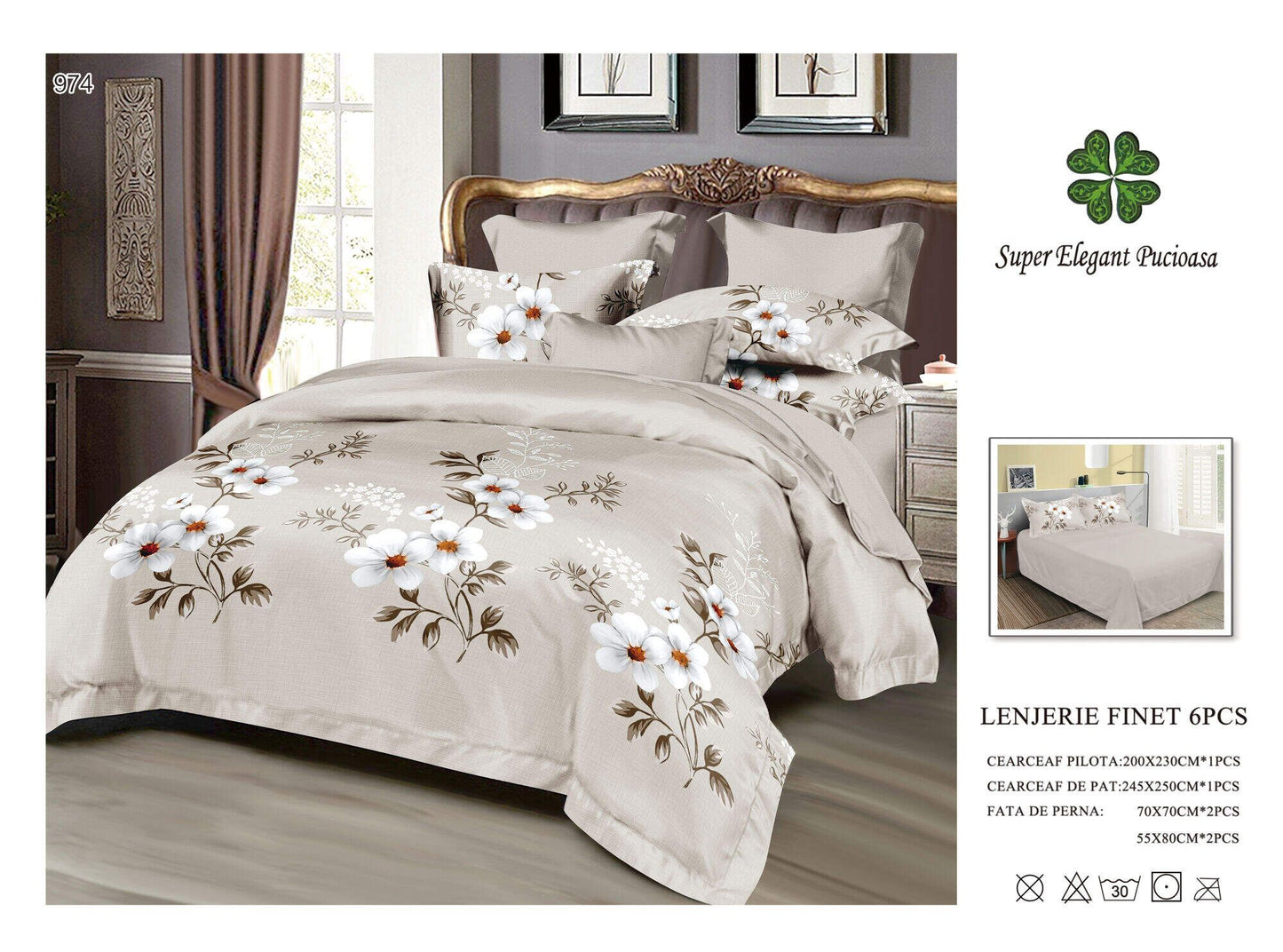 Lenjerie de Pat Bumbac Finet 6 Piese