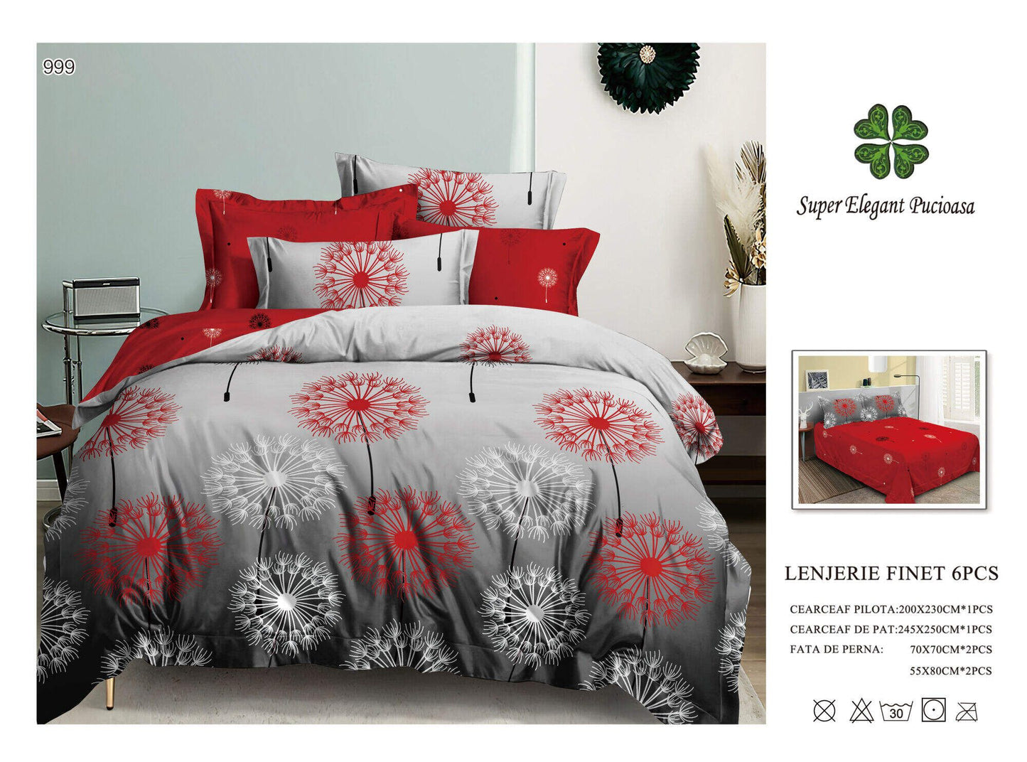 Lenjerie de Pat Bumbac Finet 6 Piese