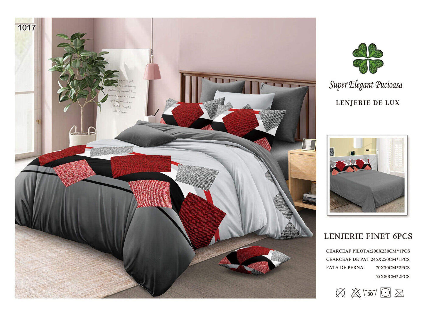 Lenjerie de Pat Bumbac Finet 6 Piese