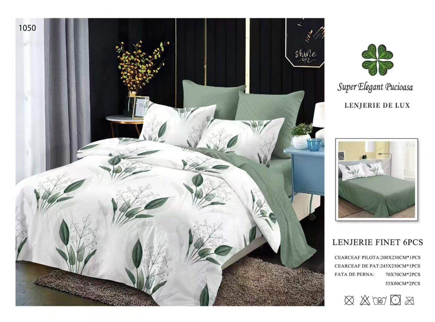 Lenjerie de Pat Bumbac Finet 6 Piese