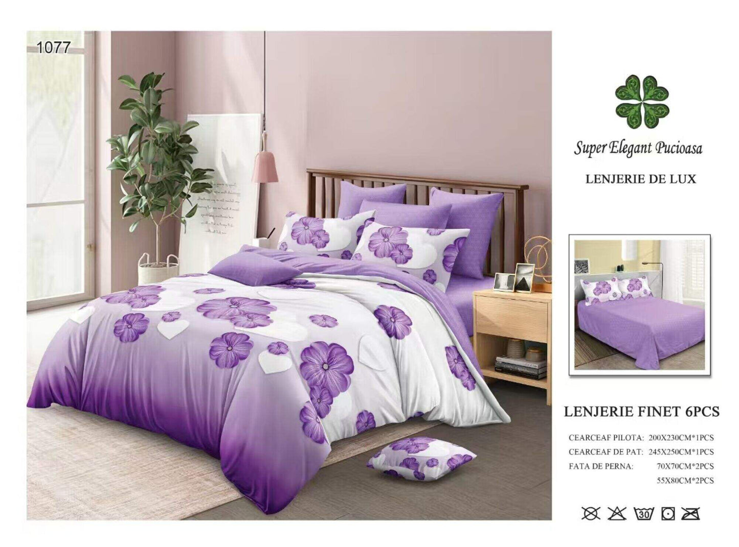 Lenjerie de Pat Bumbac Finet 6 Piese