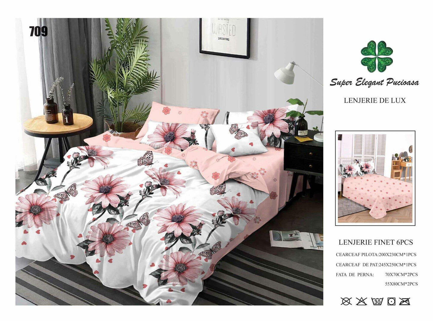 Lenjerie de Pat Bumbac Finet 6 Piese