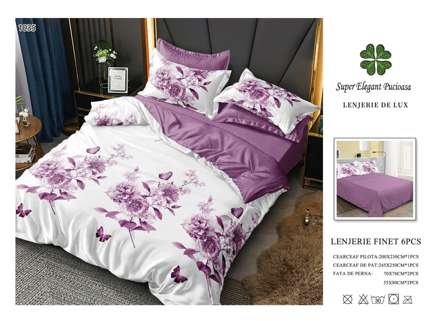 Lenjerie de Pat Bumbac Finet 6 Piese
