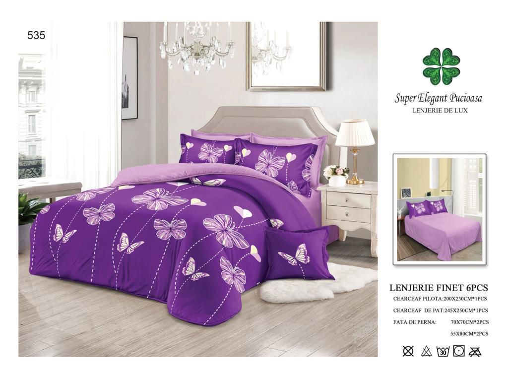 Lenjerie de Pat Bumbac Finet 6 Piese