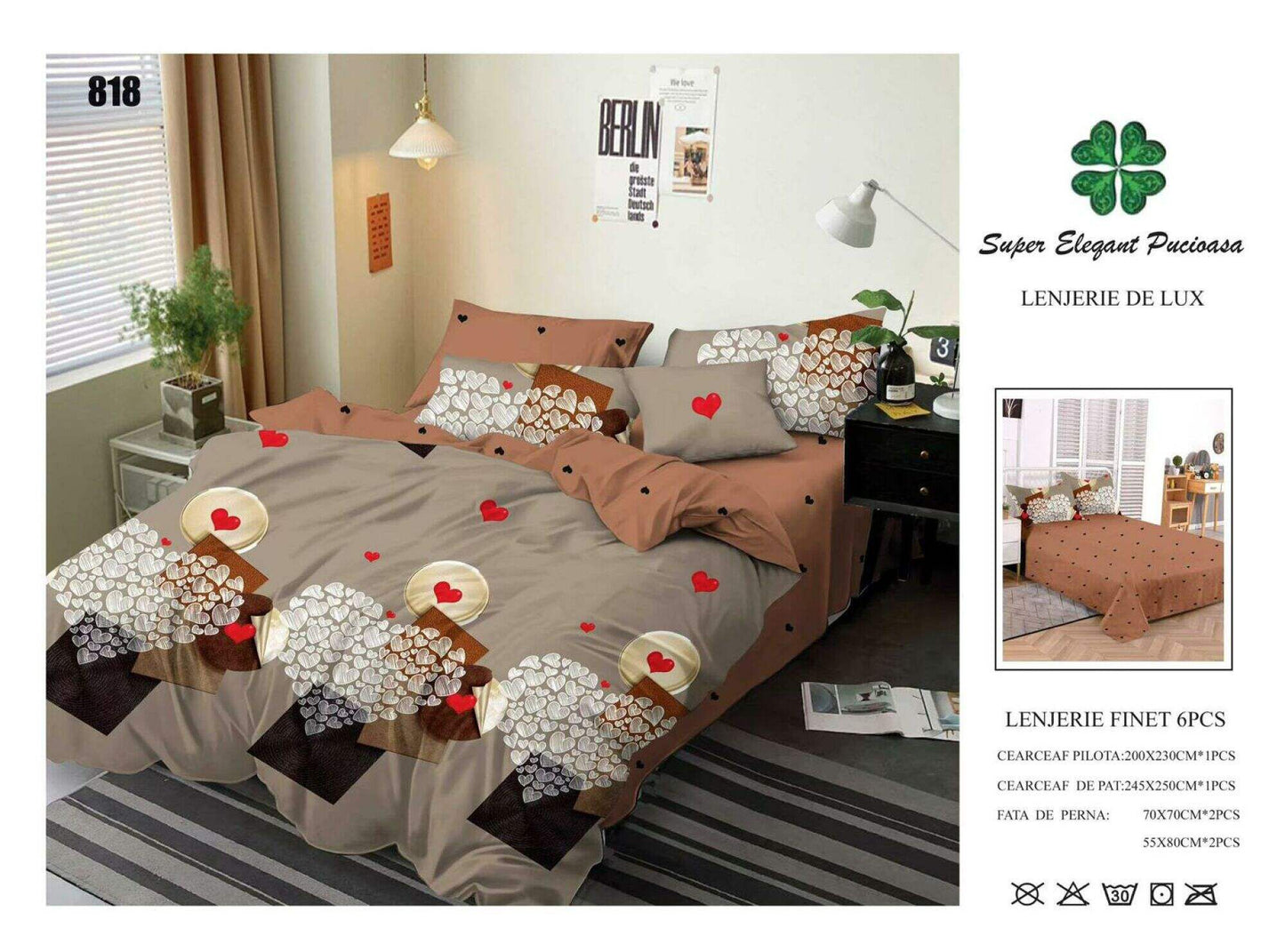 Lenjerie de Pat Bumbac Finet 6 Piese