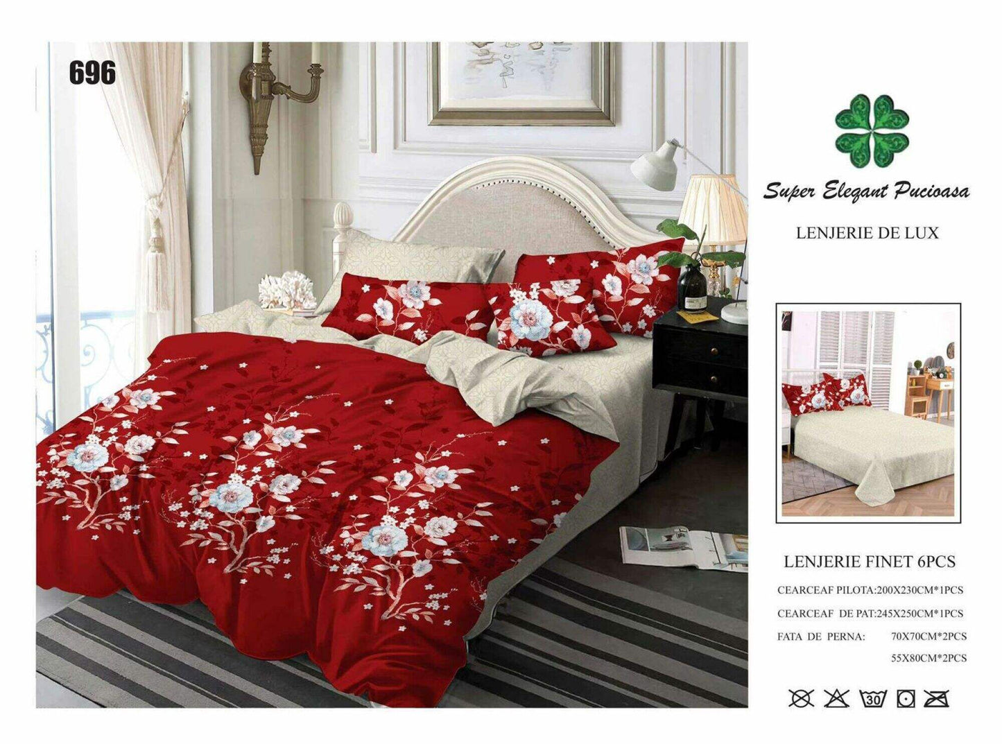 Lenjerie de Pat Bumbac Finet 6 Piese