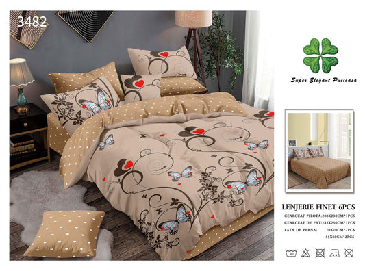 Lenjerie de Pat Bumbac Finet 6 Piese