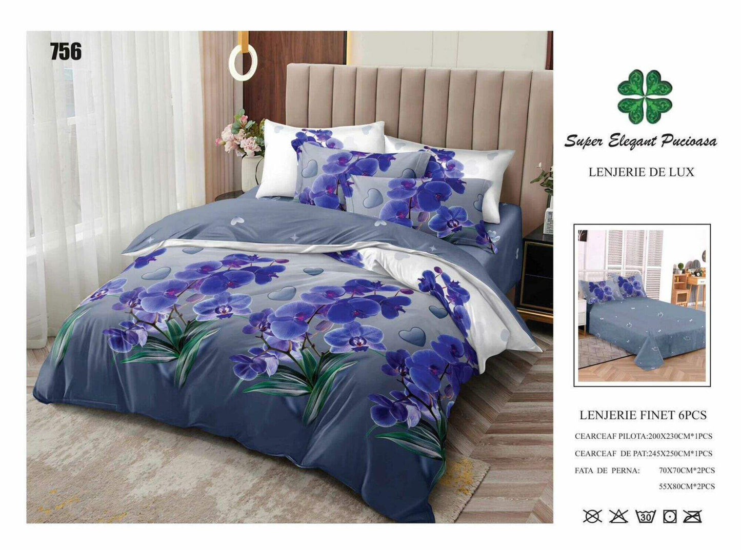 Lenjerie de Pat Bumbac Finet 6 Piese