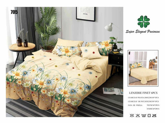 Lenjerie de Pat Bumbac Finet 6 Piese