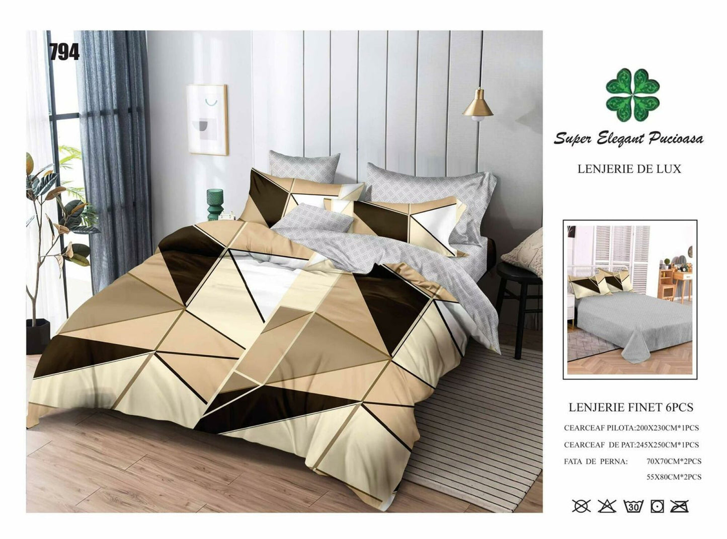 Lenjerie de Pat Bumbac Finet 6 Piese