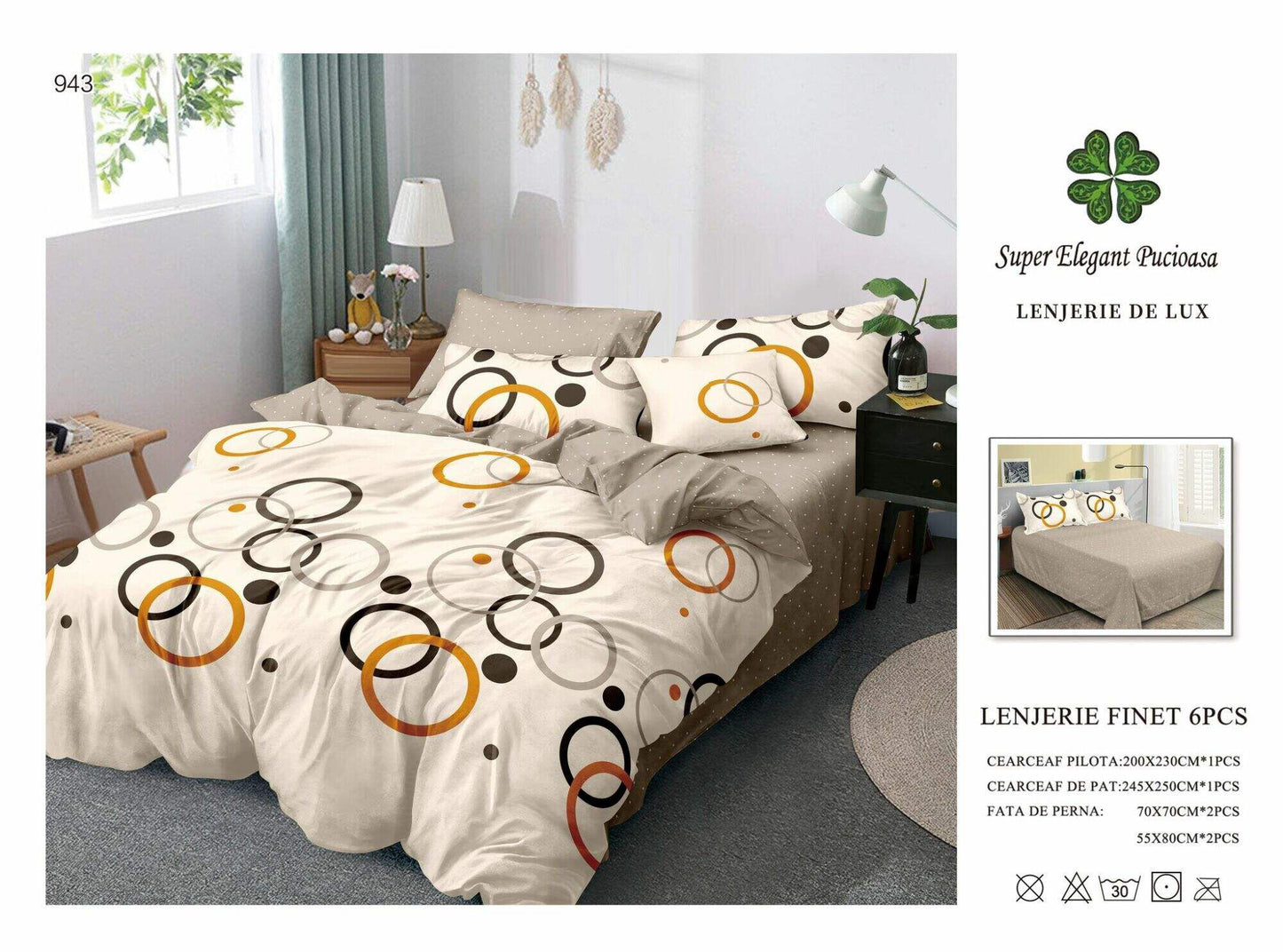 Lenjerie de Pat Bumbac Finet 6 Piese