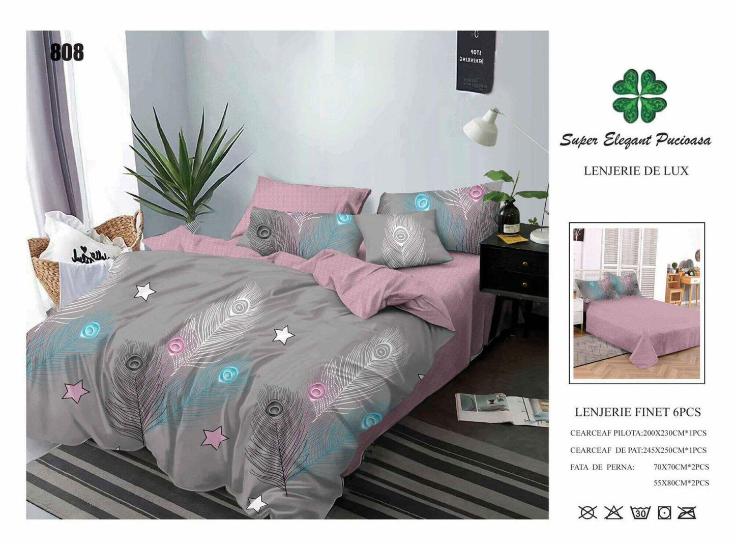 Lenjerie de Pat Bumbac Finet 6 Piese