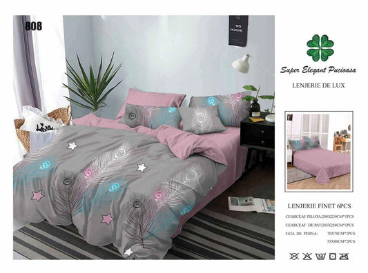 Lenjerie de Pat Bumbac Finet 6 Piese