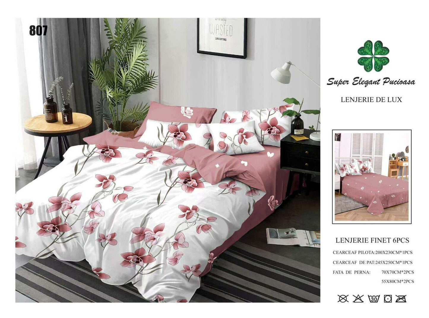 Lenjerie de Pat Bumbac Finet 6 Piese
