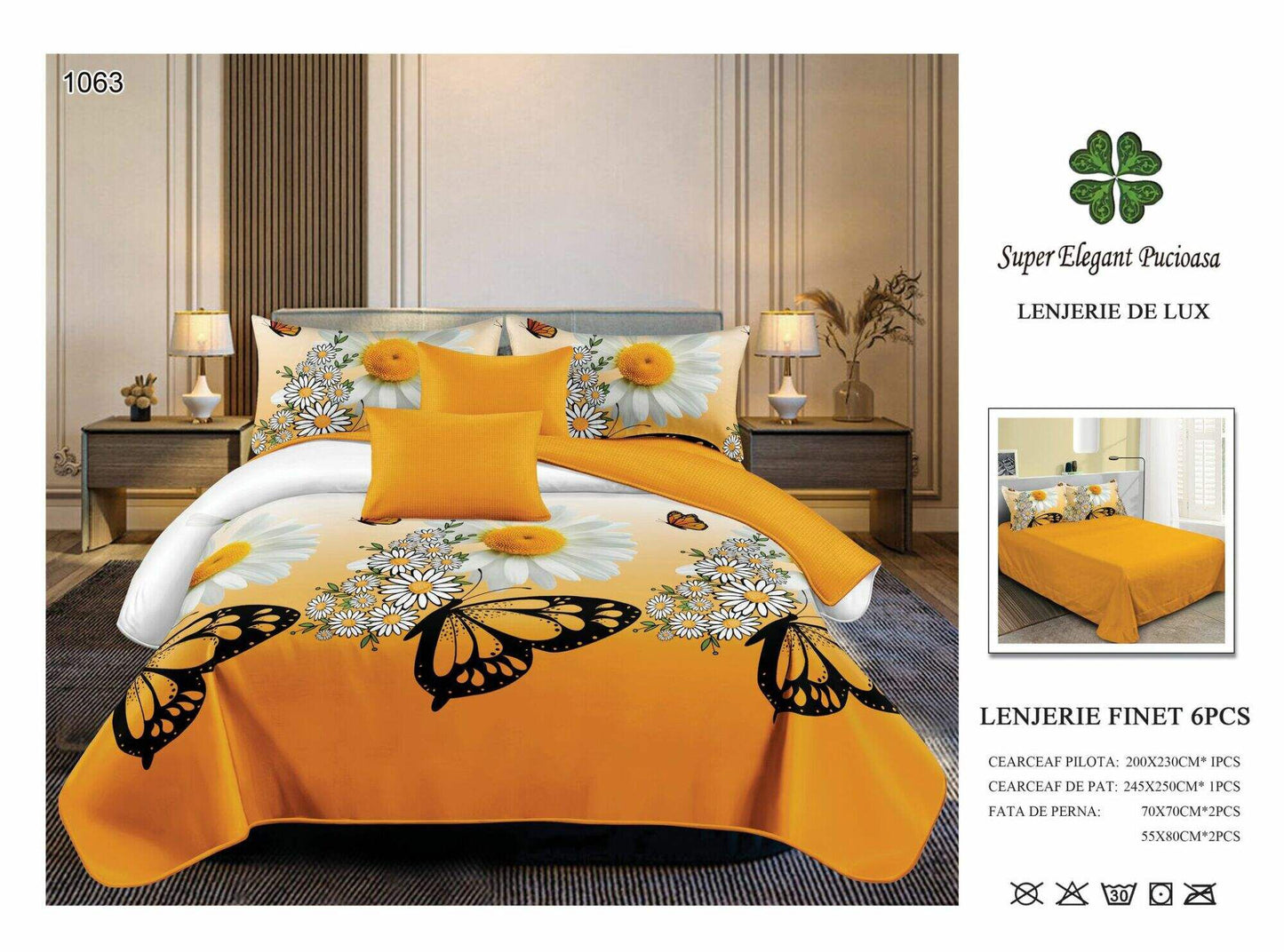 Lenjerie de Pat Bumbac Finet 6 Piese