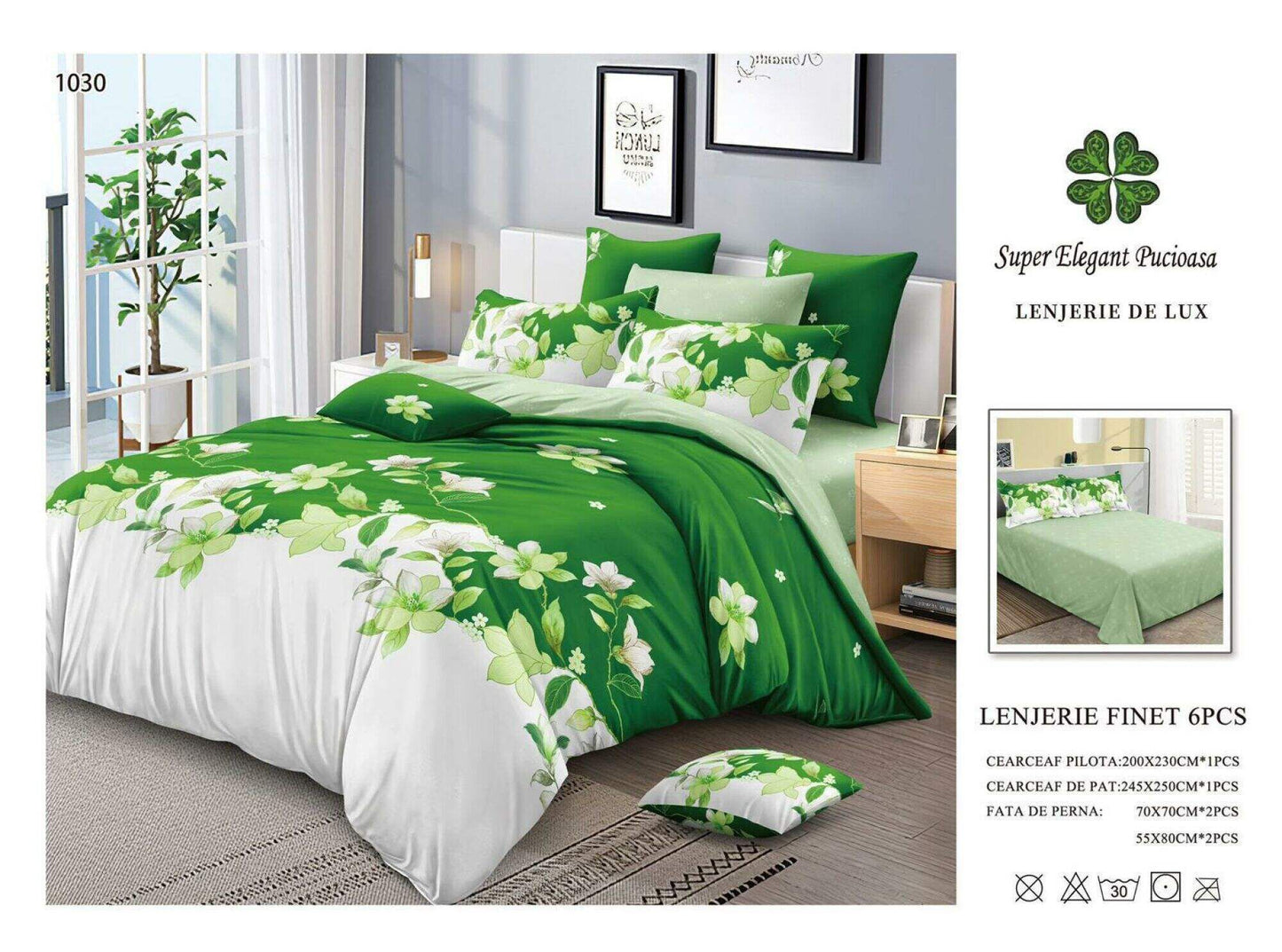 Lenjerie de Pat Bumbac Finet 6 Piese