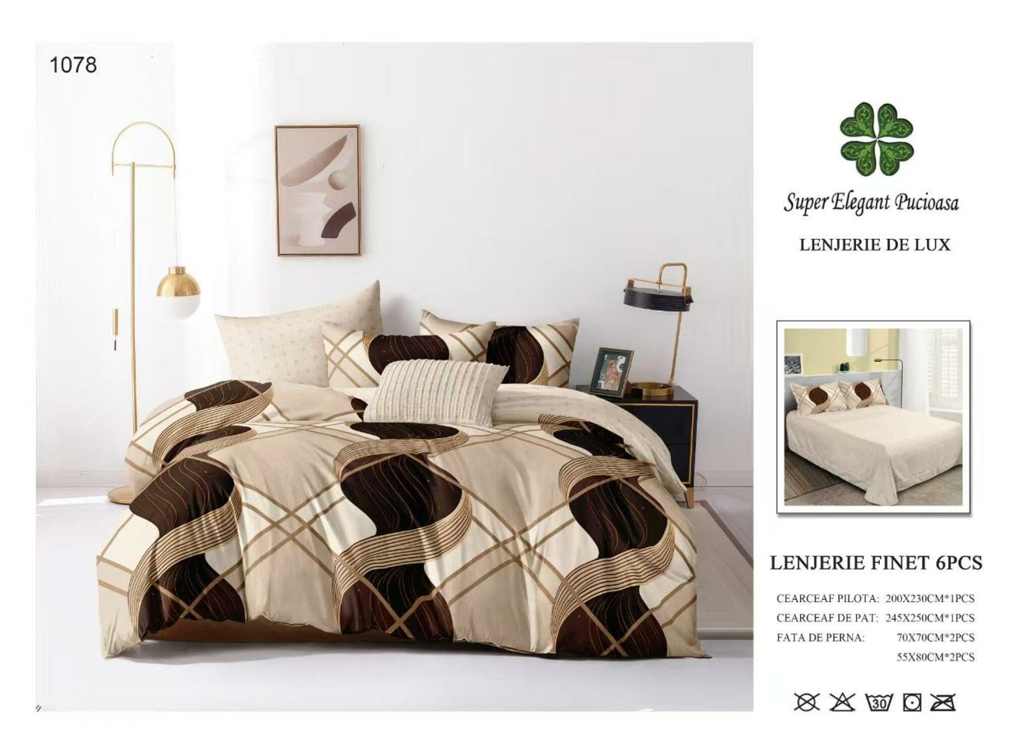 Lenjerie de Pat Bumbac Finet 6 Piese