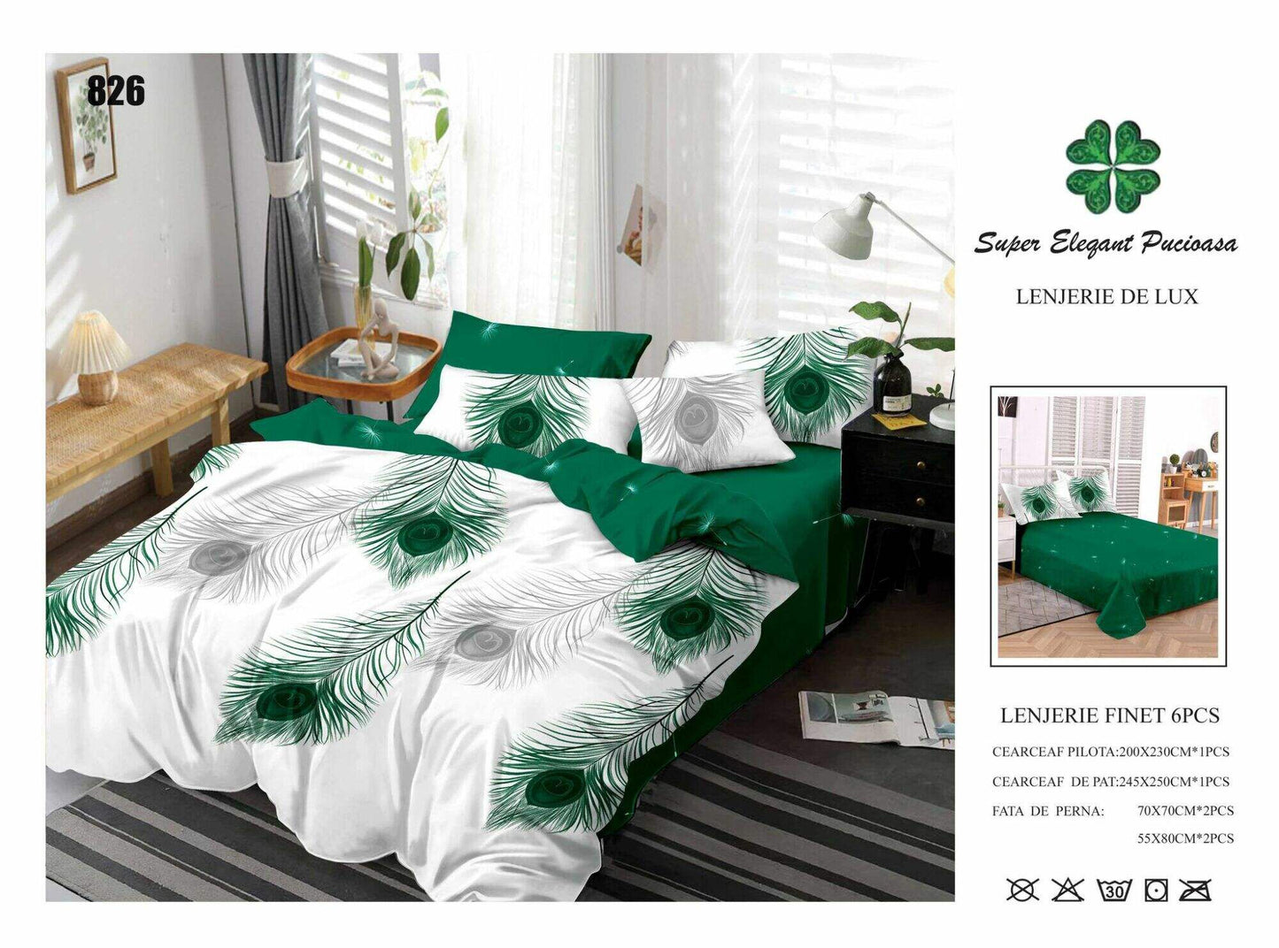 Lenjerie de Pat Bumbac Finet 6 Piese