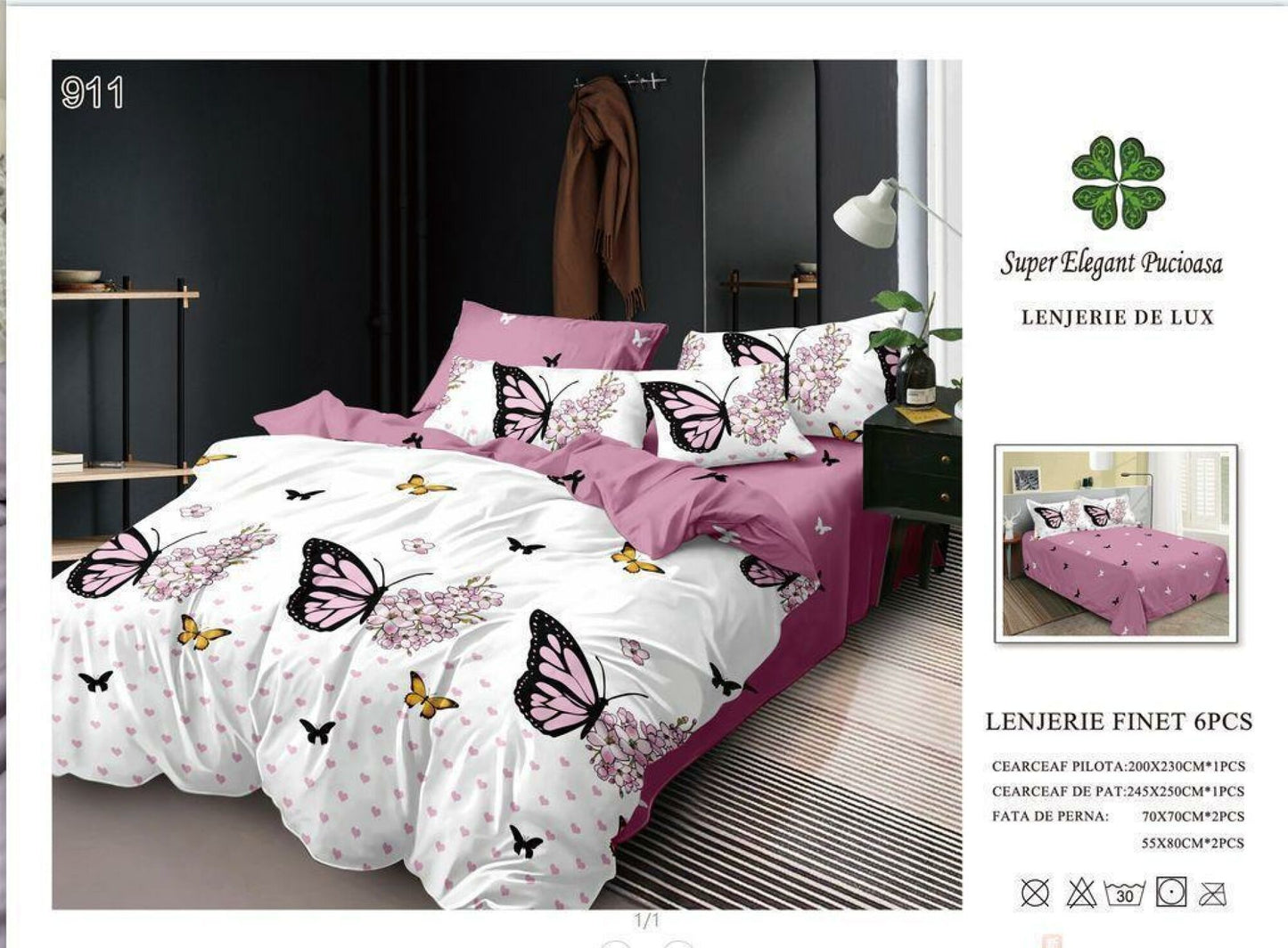 Lenjerie de Pat Bumbac Finet 6 Piese