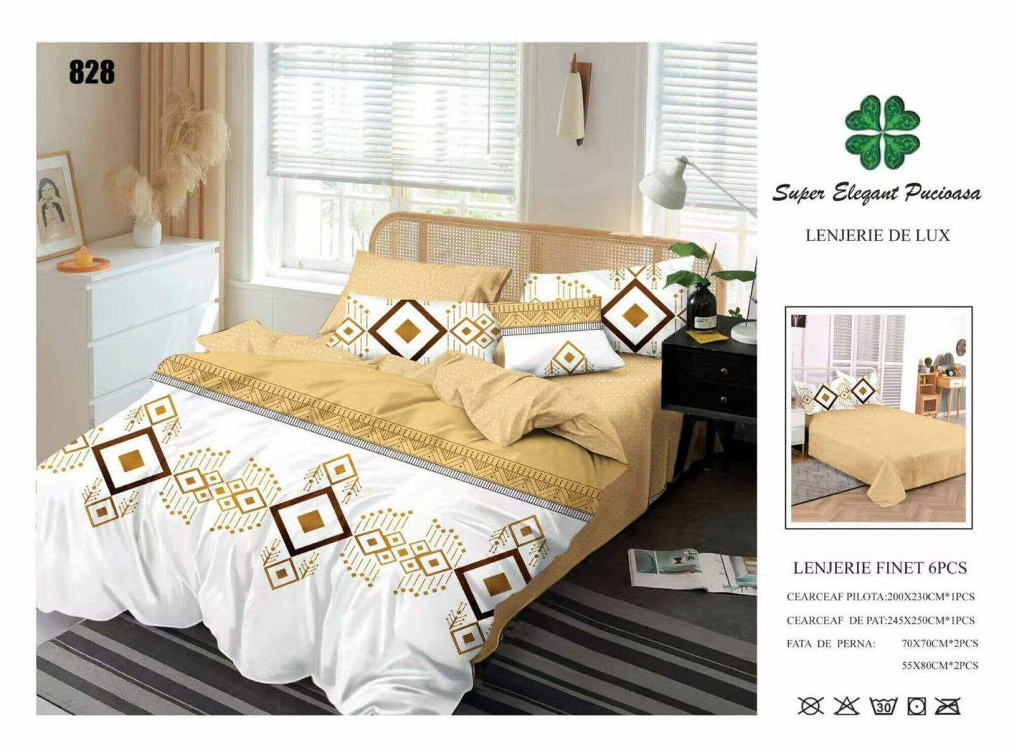 Lenjerie de Pat Bumbac Finet 6 Piese