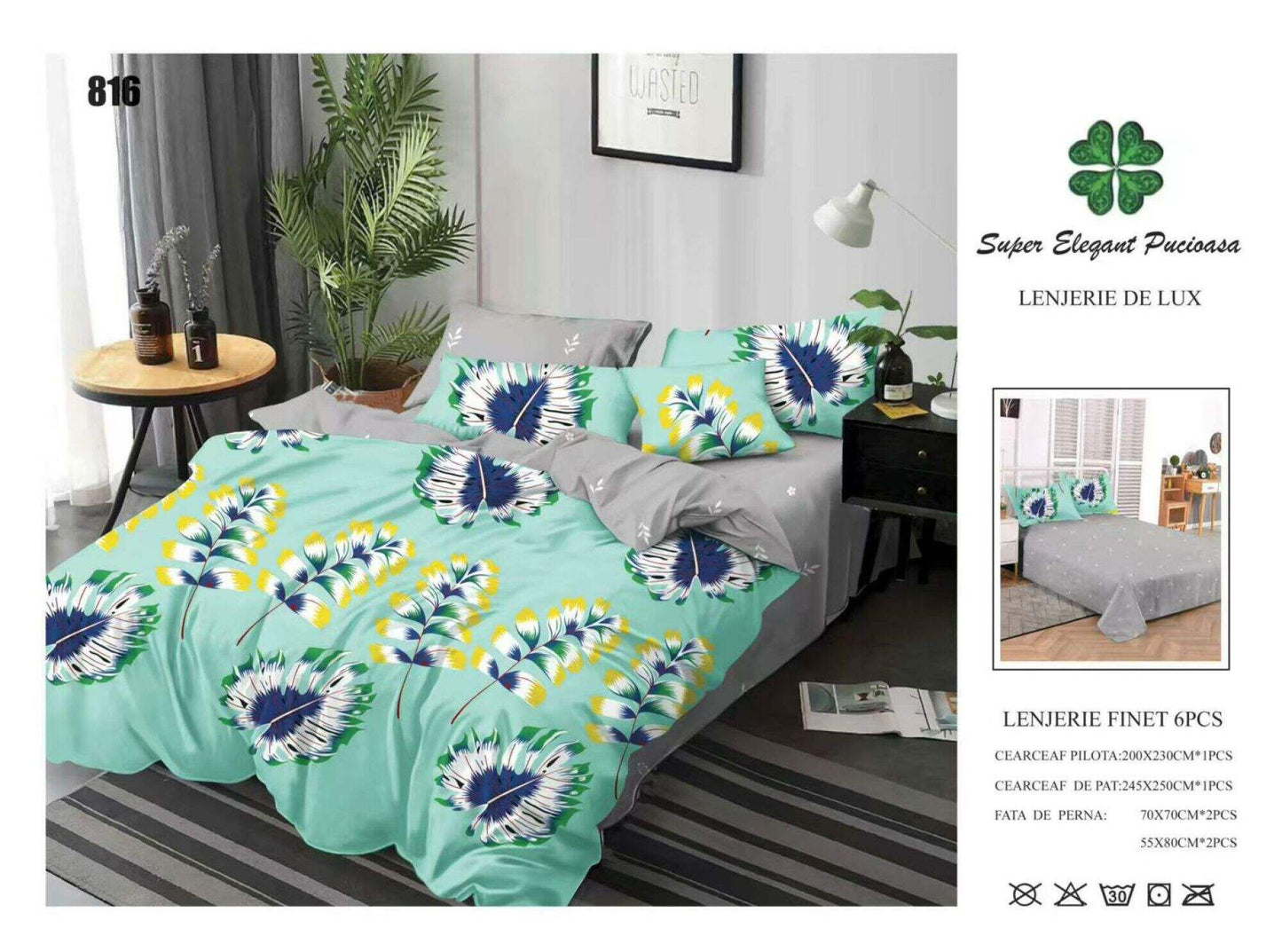 Lenjerie de Pat Bumbac Finet 6 Piese