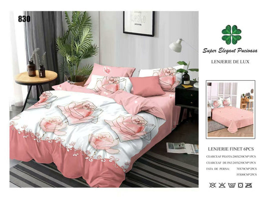 Lenjerie de Pat Bumbac Finet 6 Piese