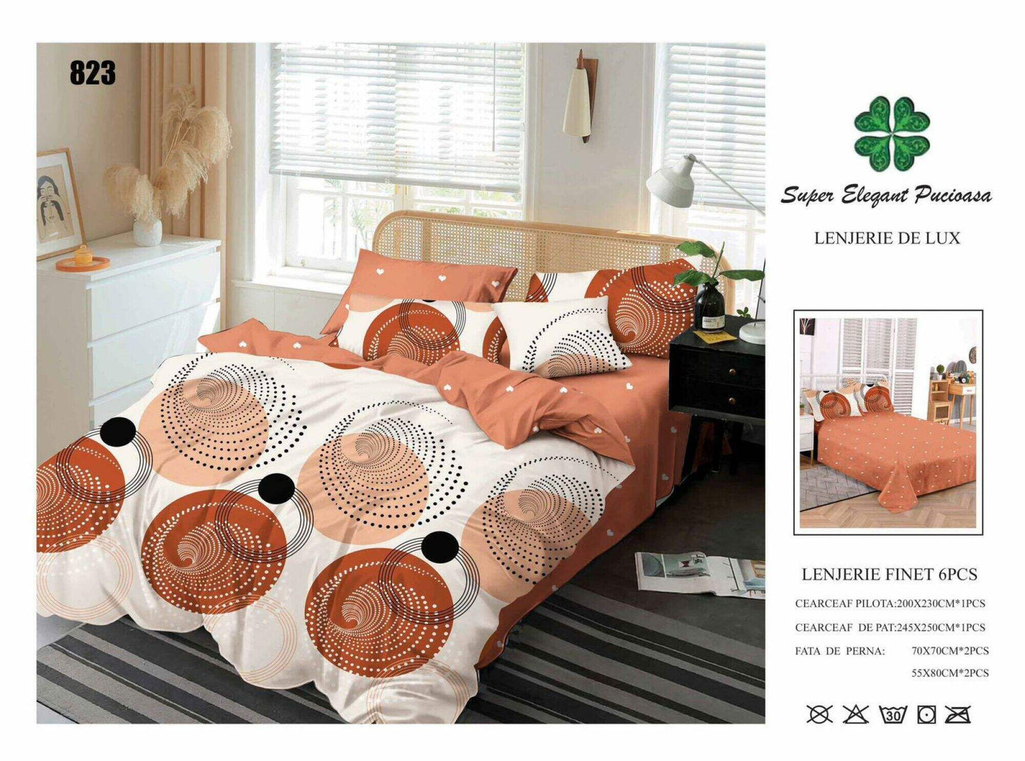 Lenjerie de Pat Bumbac Finet 6 Piese