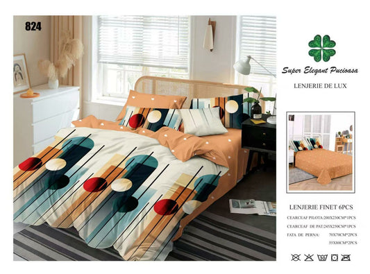 Lenjerie de Pat Bumbac Finet 6 Piese