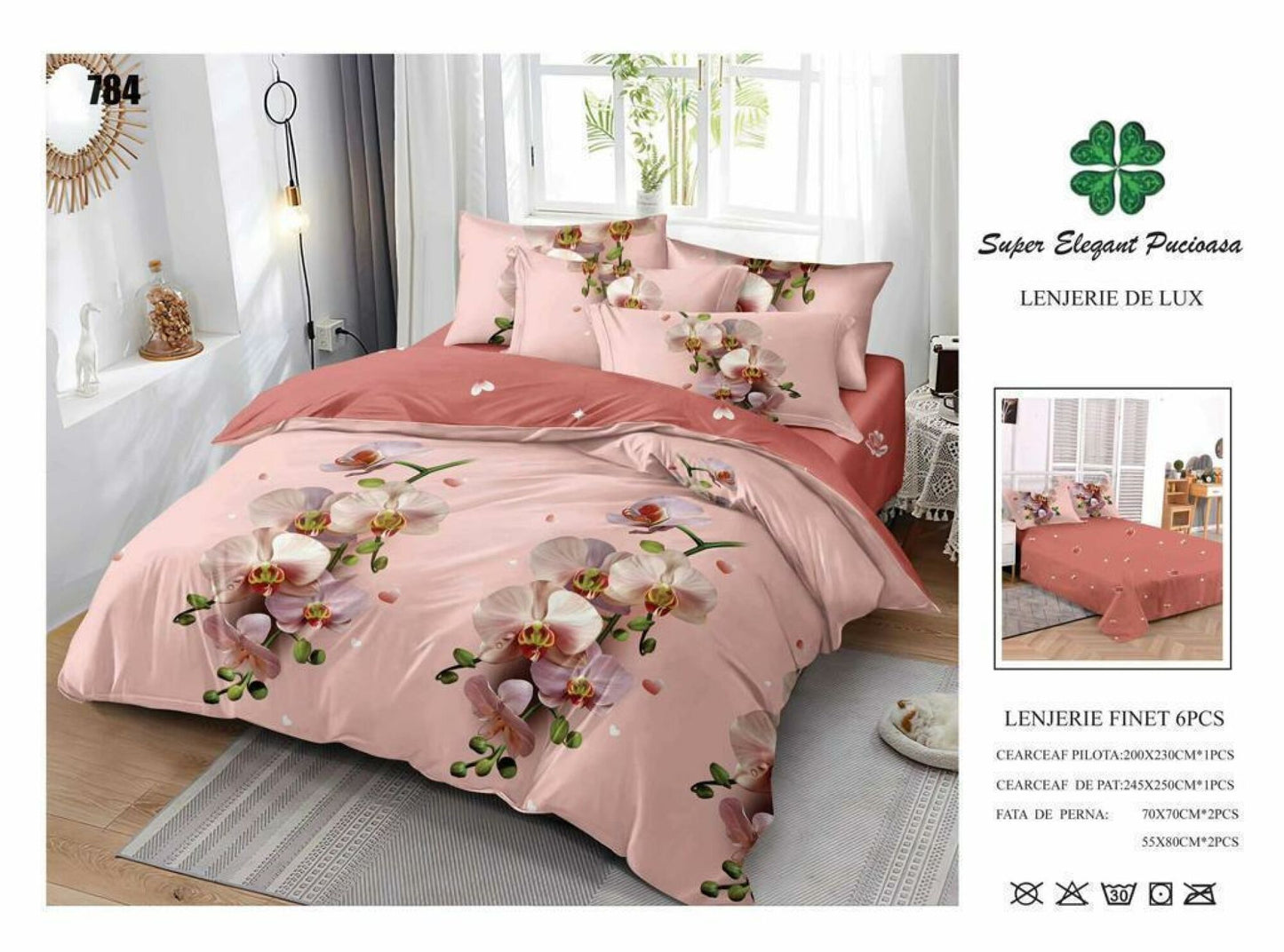 Lenjerie de Pat Bumbac Finet 6 Piese