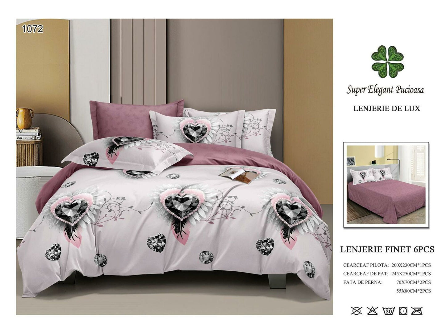 Lenjerie de Pat Bumbac Finet 6 Piese