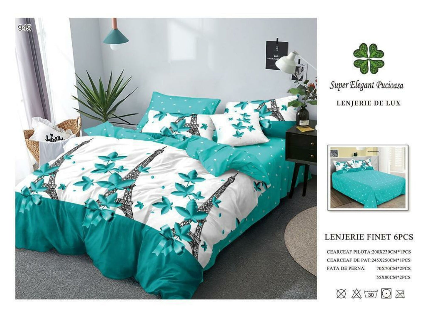 Lenjerie de Pat Bumbac Finet 6 Piese