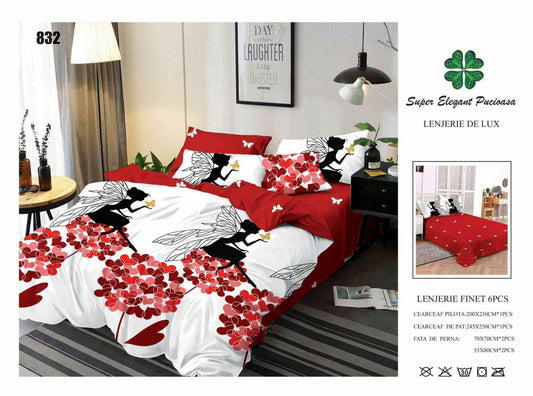 Lenjerie de Pat Bumbac Finet 6 Piese