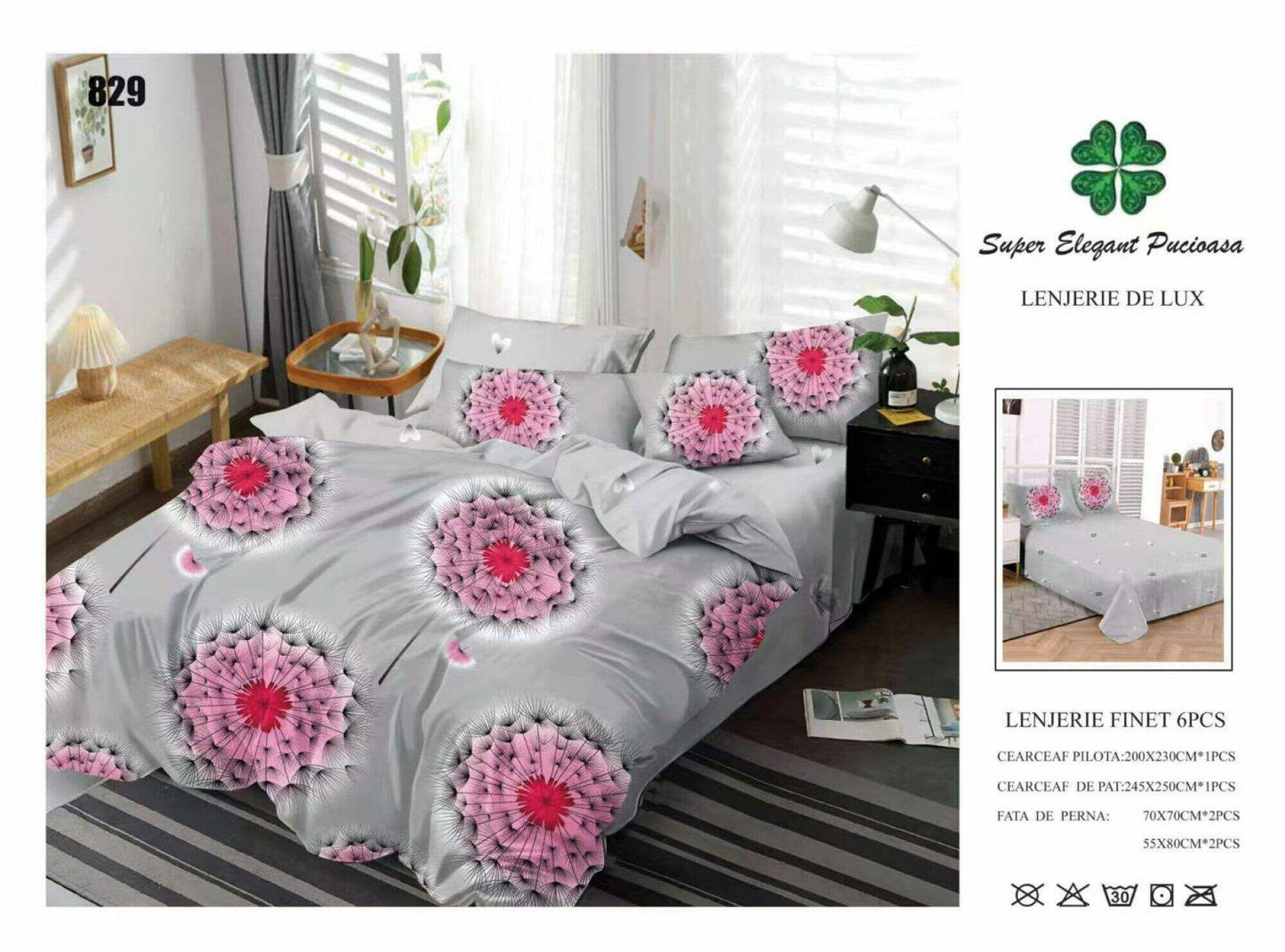 Lenjerie de Pat Bumbac Finet 6 Piese