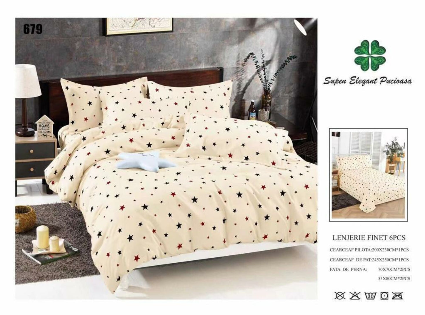 Lenjerie de Pat Bumbac Finet 6 Piese