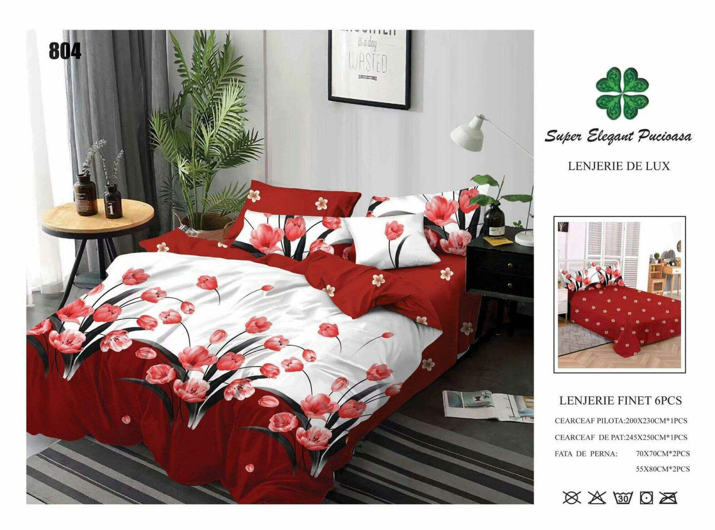 Lenjerie de Pat Bumbac Finet 6 Piese