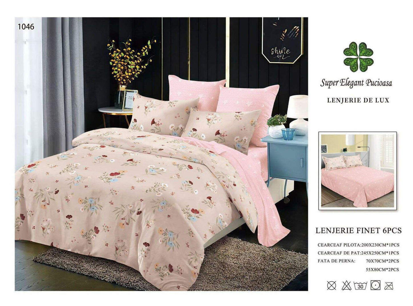 Lenjerie de Pat Bumbac Finet 6 Piese