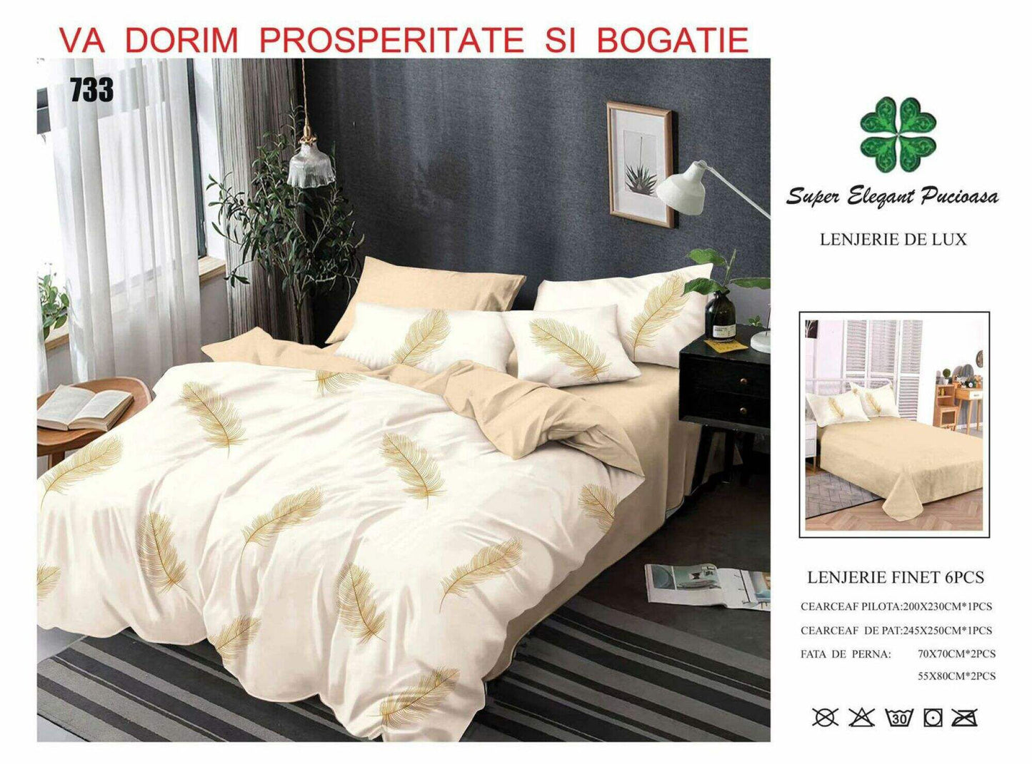 Lenjerie de Pat Bumbac Finet 6 Piese