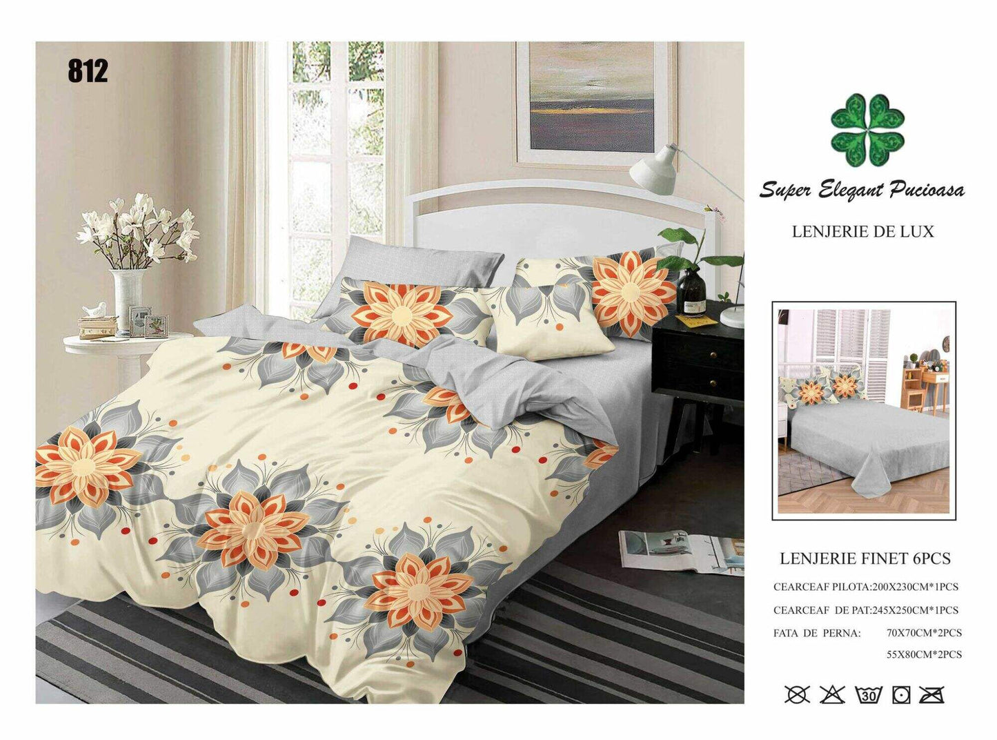 Lenjerie de Pat Bumbac Finet 6 Piese