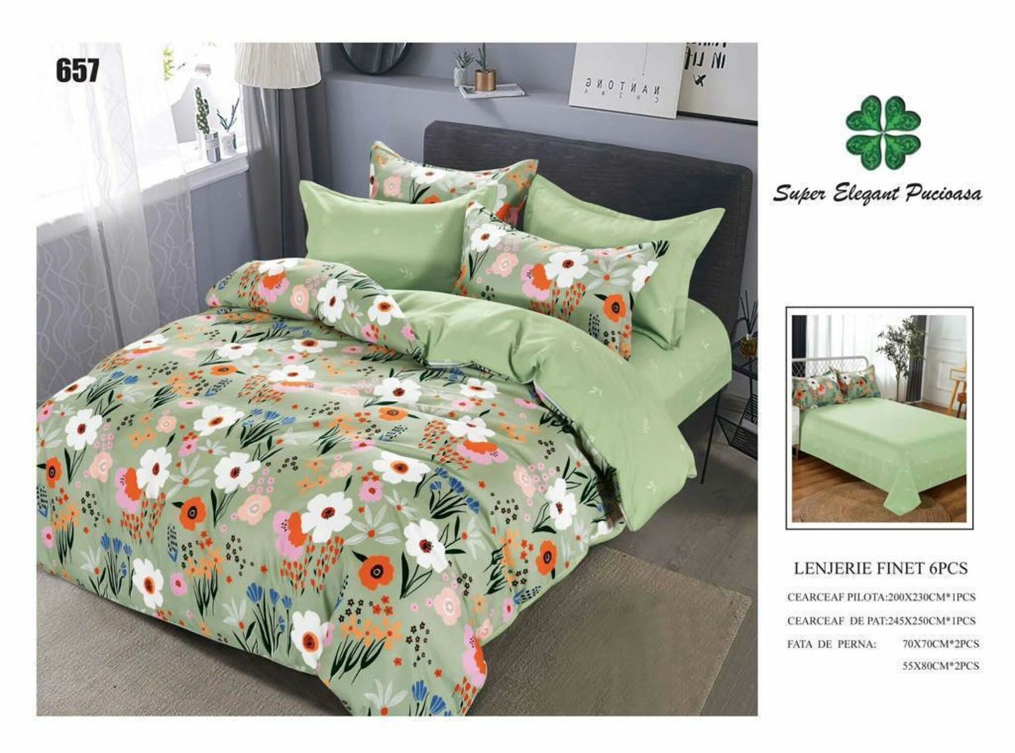 Lenjerie de Pat Bumbac Finet 6 Piese