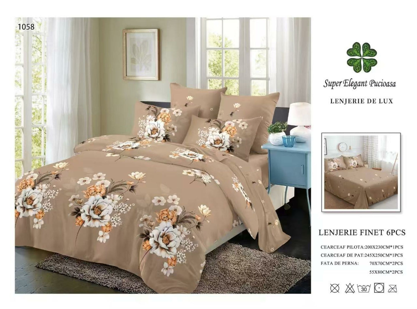 Lenjerie de Pat Bumbac Finet 6 Piese